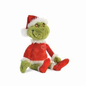 Grinch videi draudzīga plīša rotaļlieta Ziemassvētku vecīša tērpā, 43 cm