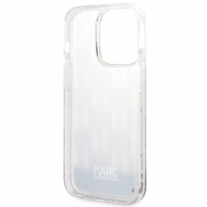 Karl Lagerfeld KLHCP14LLMNMS iPhone 14 Pro 6.1 cietais viedtālruņa apvalks sudraba šķidrs mirdzums Monogram