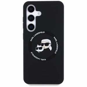 Karl Lagerfeld silikona viedtālruņa apvalks Double Heads un Circle MagSafe Samsung Galaxy S25 melns
