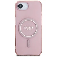 Guess IML Glitter Circle magnētiskais viedtālruņa apvalks iPhone 16e - rozā