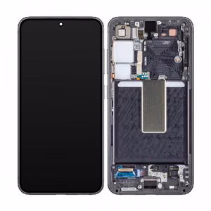 LCD displejs saderīgs ar Samsung S911 S23 ar rāmi / Fantoma melns (Grafīts) / HQ