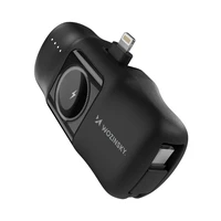 Wozinsky WF16-YLS 5000mAh 15W Lightning mini portatīvais lādētājs ar iebūvētu USB-C kabeli un Apple Watch lādētāju - melna