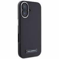 Karl Lagerfeld FW Metal Plate Magnētiskais iPhone 16 Plus viedtālruņa apvalks - melns