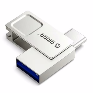 Orico U301 USB zibatmiņa, 128 GB, USB-A/USB-C, USB 3.2 Gen 1, sudraba krāsā