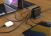 Gembird TA-UC-2A4C-PD75-01-BK mobile device charger Universal melns AC Fast charging Indoor