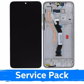 LCD Displejs Saderīgs ar Xiaomi Redmi Note 8 Pro Ar Frame / Balts / (Service Pack)
