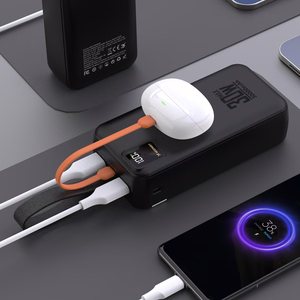 Wozinsky W8-W 30000 mAh 30W ārējais akumulators, 2x USB-A, USB-C, ar lukturīti, melns