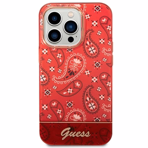 Guess GUHCP14XHGBNHR iPhone 14 Pro Max 6.7" sarkans/sarkans cietais apvalks Bandana Paisley