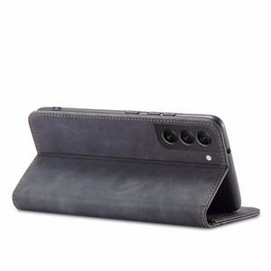 Magnet Fancy viedtālruņa apvalks Samsung Galaxy S22+ (S22 Plus) ar maku un karšu turētāju, melns