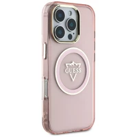 Guess IML Metal Mountain Logo Magnētiskais iPhone 16 Pro Max viedtālruņa apvalks - rozā