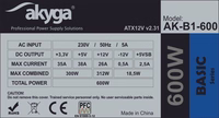 Akyga AK-B1-600 power supply unit 600 W 20+4 pin ATX ATX pelēks