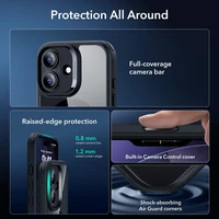 ESR Classic Hybrid MagSafe + rūdītā stikla komplekts iPhone 17 – caurspīdīgs melns