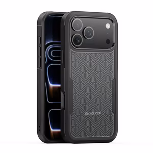 Korpuss Dux Ducis Apple iPhone 17 Pro melns (Trīsstūra raksts)