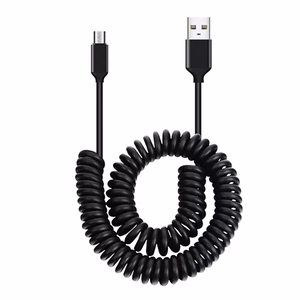 Spirālveida kabelis - USB uz Micro USB - 2A 1 metrs melns