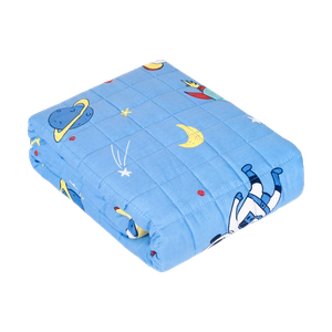 PREMIUM kokvilnas smagā sensorā sega bērniem, 100 x 150 cm, 3 kg, kosmosa raksts