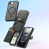 Dux Ducis Lawa iPhone 16e ādas apvalks ar noņemamu magnētisko maku - melns