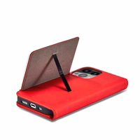 Magnētiskā kartes viedtālruņa apvalks iPhone 14 Pro Max atverams apvalks maks ar statīvu sarkana