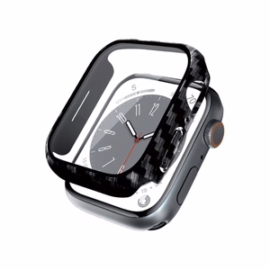 Crong Hybrid Watch Case aizsargvāciņš ar integrētu stiklu Apple Watch 41 mm, ar oglekļa šķiedras rakstu