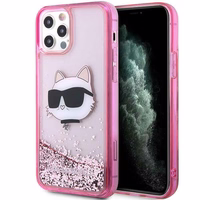Karl Lagerfeld KLHCP12MLNCHCP iPhone 12/12 Pro 6.1" rozā/rozā cietais apvalks Mirdzošs Choupette Galva