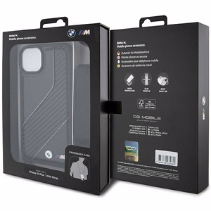BMW M Edition oglekļa svītra un siksna viedtālruņa apvalks iPhone 15 Plus / 14 Plus - melns