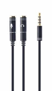 Gembird audio mikrofona adapteris 3,5mm mini Jack/4PIN audio kabelis 0,2 m 2 x 3,5mm melns