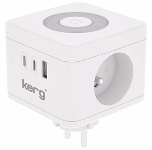 Charger Kerg Smart (2xUSB-C; 1xUSB; 2-socket; LED) white