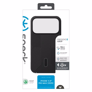 Speck Presidio2 Grip MagSafe with ClickLock vāciņš ierīcei iPhone 17 Pro Max, “Black / Slate Grey” krāsā