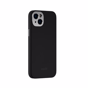 Moshi Napa vāciņš ierīcei iPhone 14 Plus, saderīgs ar MagSafe, no vegānās ādas, “Midnight Black” krāsā