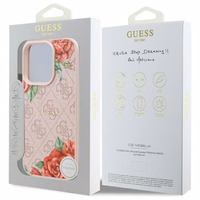 Guess GUHMP16LP4ROPEMCP iPhone 16 Pro 6.3" rozā/rozā cietais apvalks 4G Ziedu Druka Magnētiskais