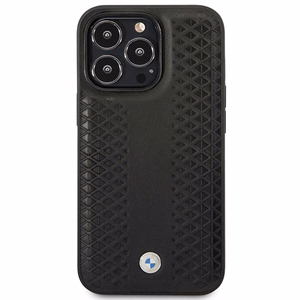 Viedtālruņa apvalks BMW BMHMP14L22RFGK iPhone 14 Pro 6.1" melns/melns ādas dimanta raksts MagSafe