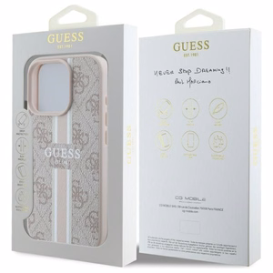 Guess 4G drukātās svītras magnētiskais viedtālruņa apvalks iPhone 16 Pro Max - rozā