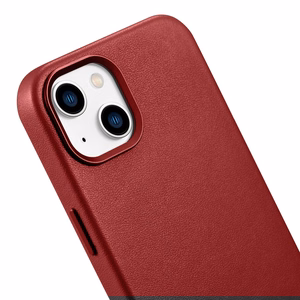 iCarer Apvalks Ādas vāks izgatavots no dabīgas ādas iPhone 14 Plus sarkans (saderīgs ar MagSafe)