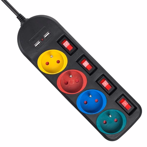 Maclean power strip, 4-socket extension cable + 2xUSB, with switches, 250VAC/10A, 2.1A 5V, 1.5m, black, MCE229 B