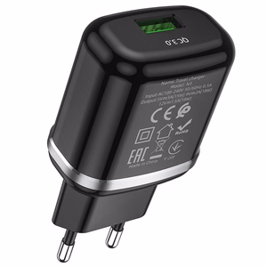 Tālruņa lādētājs Hoco USB A QC3.0 3A 18W N3 melns