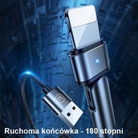 USAMS pīts grozāms kabelis U60 2A Lightning melns 1m SJ476USB01 (US-SJ476)