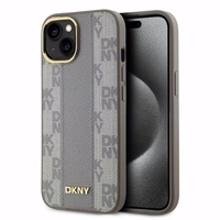 DKNY Ādas rūtainais mono raksts Magnētiskais viedtālruņa apvalks iPhone 14 - bēša