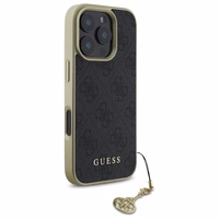 Guess 4G Charms Kolekcijas viedtālruņa apvalks iPhone 16 Pro - melns