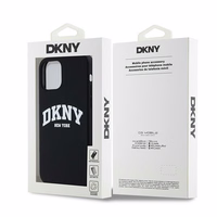DKNY Šķidrs silikona balts drukāts logotips magnētiskais viedtālruņa apvalks iPhone 12/12 Pro - melns