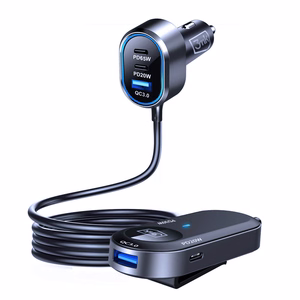 3mk Double automašīnas lādētājs, 135 W, PD/QC/PPS, USB 2A4C, melns/pelēks