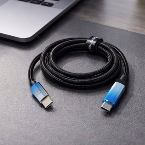 Blavec Kabel Velox pleciony - Typ C na Typ C - PD 100W 5A LED display 1,2 metra Apple CarPlay/Android Auto (CVE-CC5B12) black