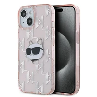 Karl Lagerfeld IML Choupette galvas un monogrammas apvalks iPhone 13 - rozā