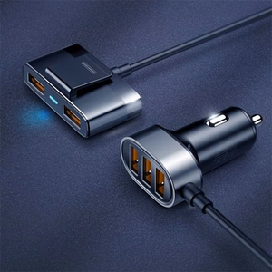Joyroom ātrais automobiļu lādētājs ar 5 USB pieslēgvietām, 6,2 A, ar pagarināšanas kabeli, melns (JR-CL03)