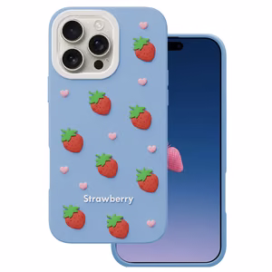 Zemeņu maciņš iPhone 16 Pro Max 6,9" zils