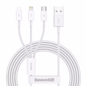 USB Kabelis Baseus "3in1 Superior" Balts 150cm (up to 3.5A)