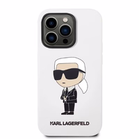 Karl Lagerfeld KLHCP14LSNIKBCH iPhone 14 Pro 6.1" cietais viedtālruņa apvalks balts/balts Silikona Ikonik