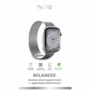 Ремешок Puro Milanese из нержавеющей стали для Apple Watch 38/40/41 мм - серебряный