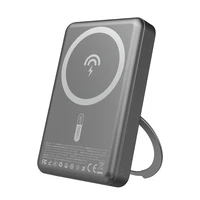 Dudao K28 10000mAh PD 22.5W Magnētiskā portatīvais lādētājs ar metāla apvalku un gredzena statīvu - pelēka