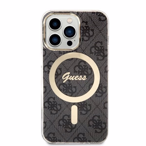 Komplekts Guess GUBPP13LH4EACSK vāciņš + lādētājs iPhone 13 Pro melns cietais vāciņš ar 4G rakstu Magnētiskais