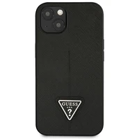 Guess GUHCP14MPSATLK iPhone 14 Plus 6.7 "melns/melns cietais apvalks SaffianoTriangle Logo