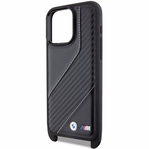 BMW M Edition Carbon Stripe & Strap viedtālruņa apvalks iPhone 15 Pro - melns